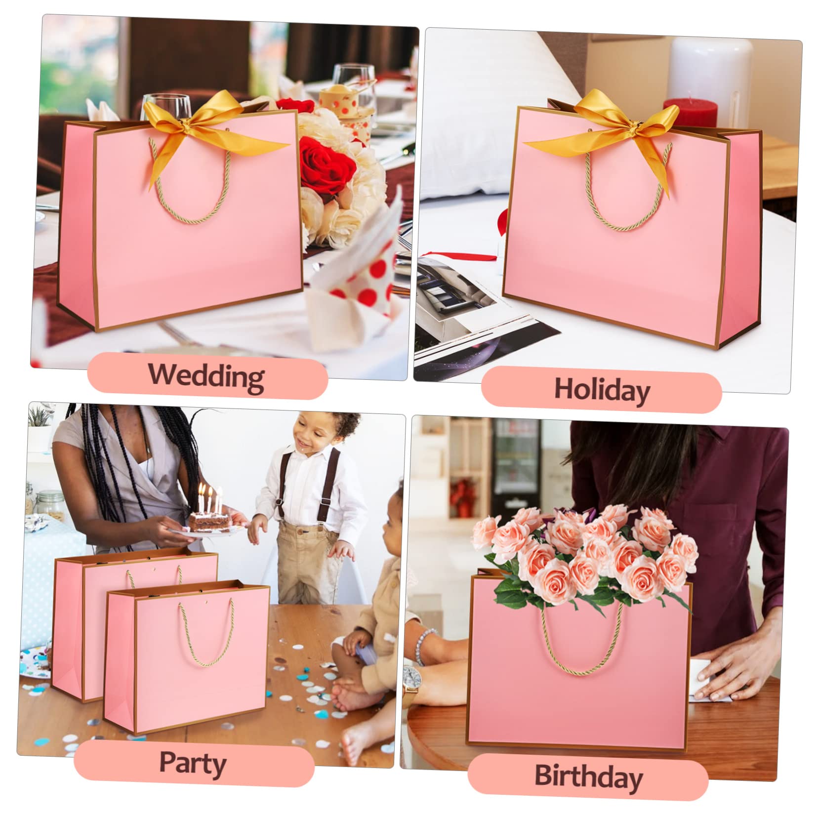 10 Pezzi Sacchetti Regalo di Carta Rosa Manici per Party