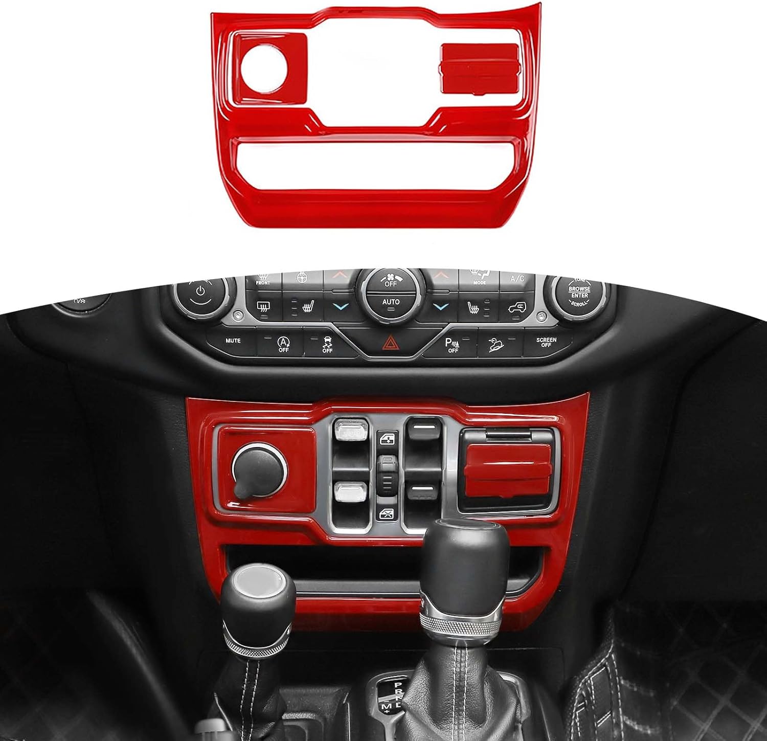 RT-TCZ for Jeep JL Center Dash Window Switch Panel Trim Media Port Cover for Jeep Wrangler JL JLU 2018+ for Gladiator JT 2020+ Red Interior Accessories 3pcs