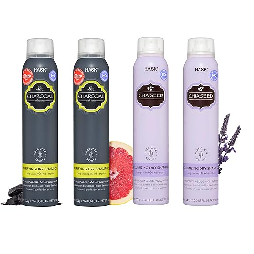 HASK Dry Shampoo Sampler Set 2 each Chia Seed Dry Shampoo and Charcoal Dry Shampoo