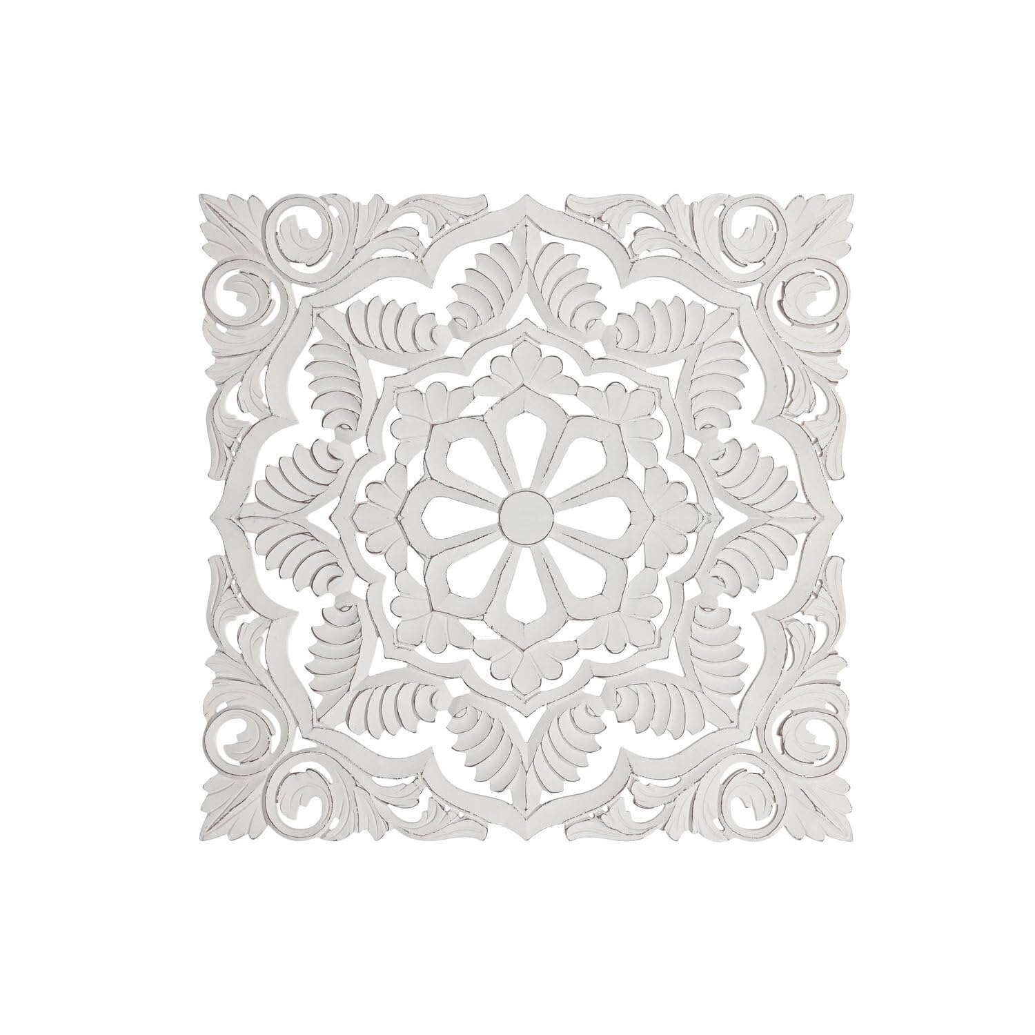 Décoration murale en MDF blanc usé 60x60 cm pour un style authentique