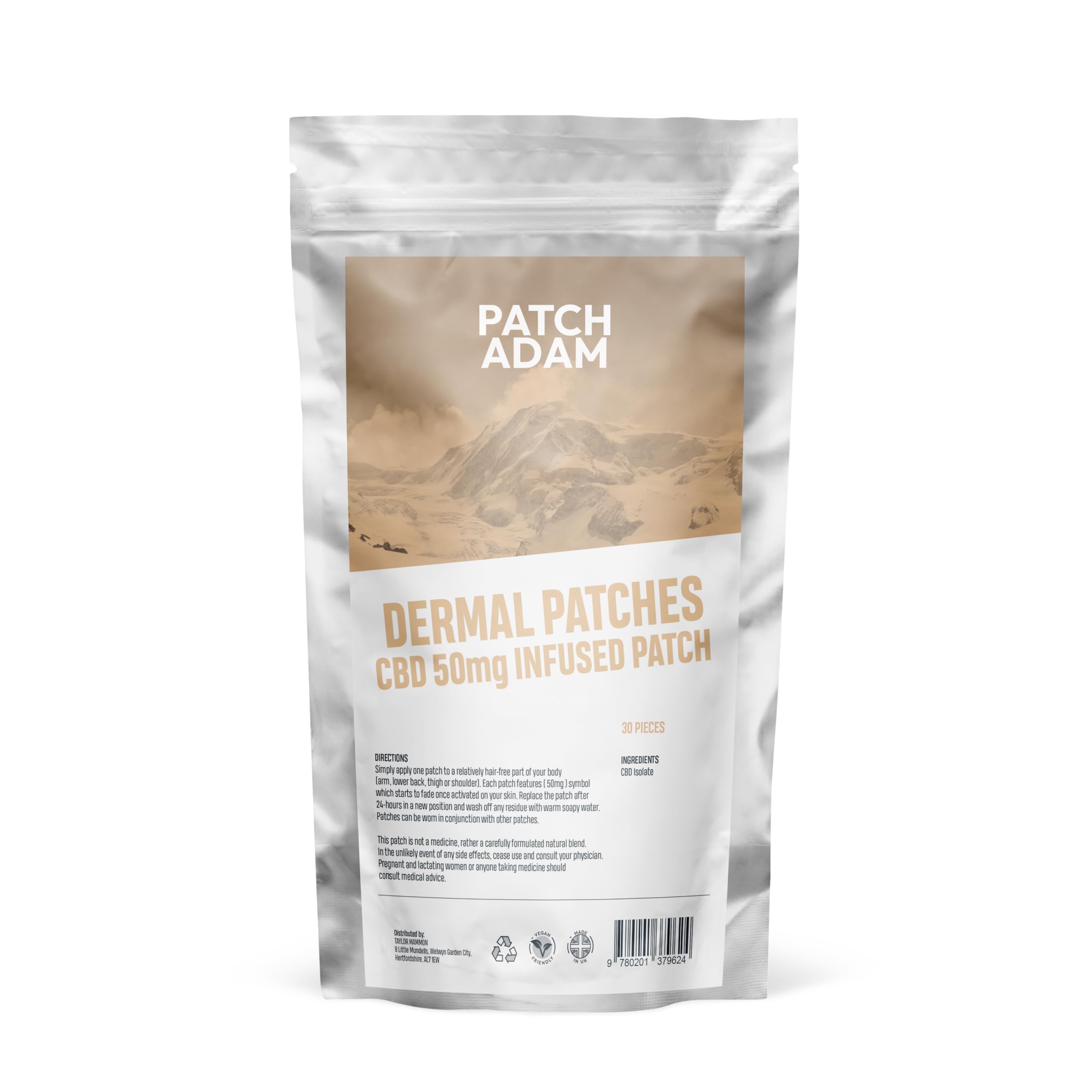 Patch Adam CBD Infused Patches - 50mg CBD Isolate with 24-Hour Release, Easy Application, Hassle-Free Absorption - Pack of 30 Pain Relief Patches