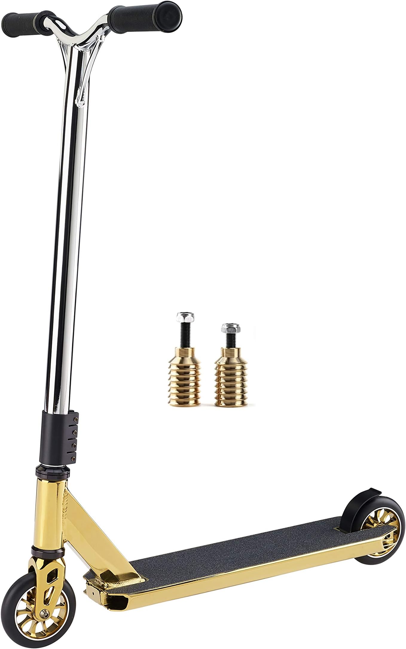 Outrage Pro Stunt Scooter Gold Chrome Sabre Custom for Boys & Girls Age Over 11 Stunt Pegs + FREE T-SHIRT AND STICKERS