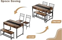 Vista 6 de IDEALHOUSE Juego de mesa de comedor para 4, mesa de cocina pequeña y 2 sillas para 4 con banco, juego de mesa rectangular de granja Breakfast Nook