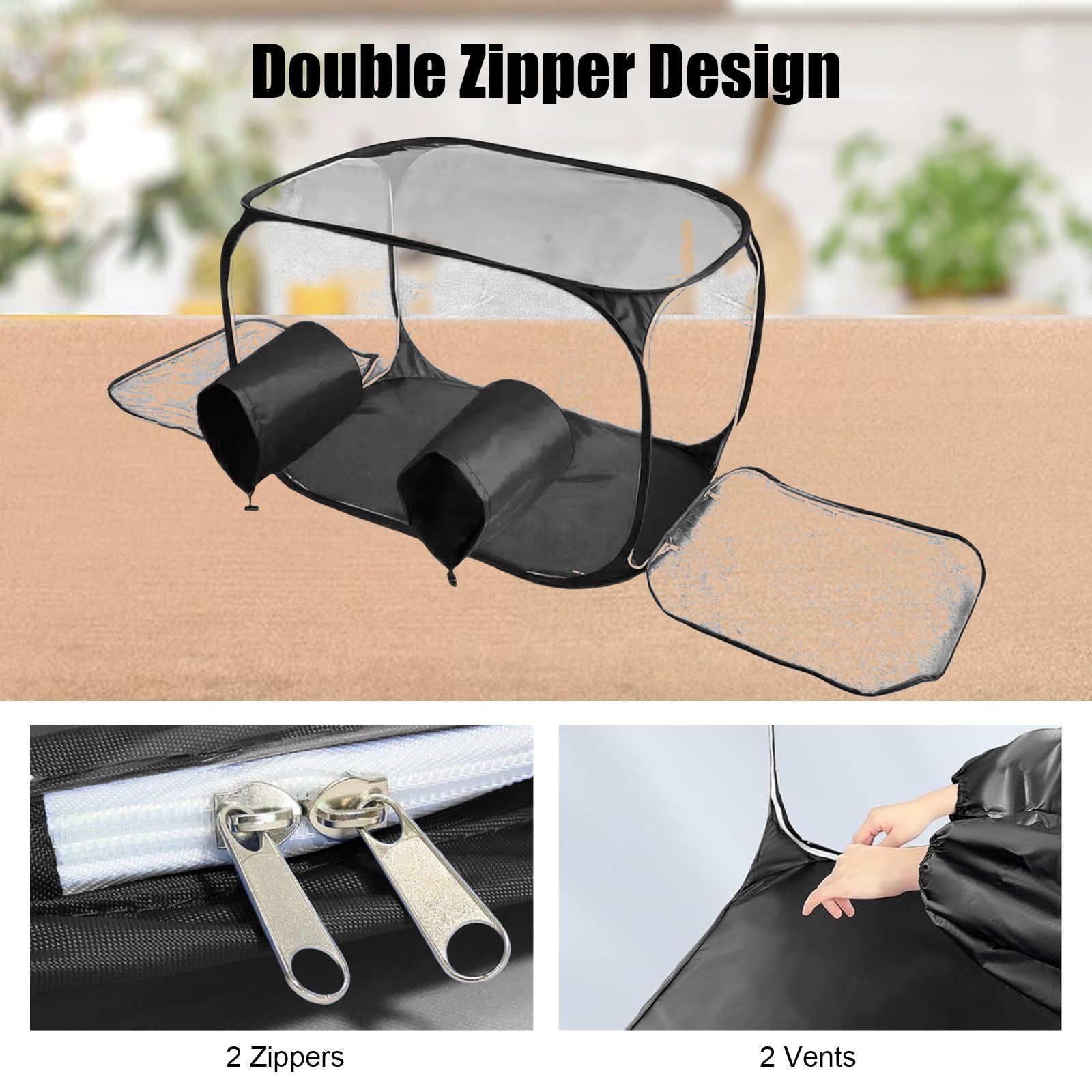 Still Air Box, Mushroom Grow Kit Tragbares Faltbares, PVC Pilz-Wachstums-Set mit 2 Arm Ports, Kompakte Standluftbox für Pilzliebhaber, Vielseitige Kultivierung für Gartenbaubedarf