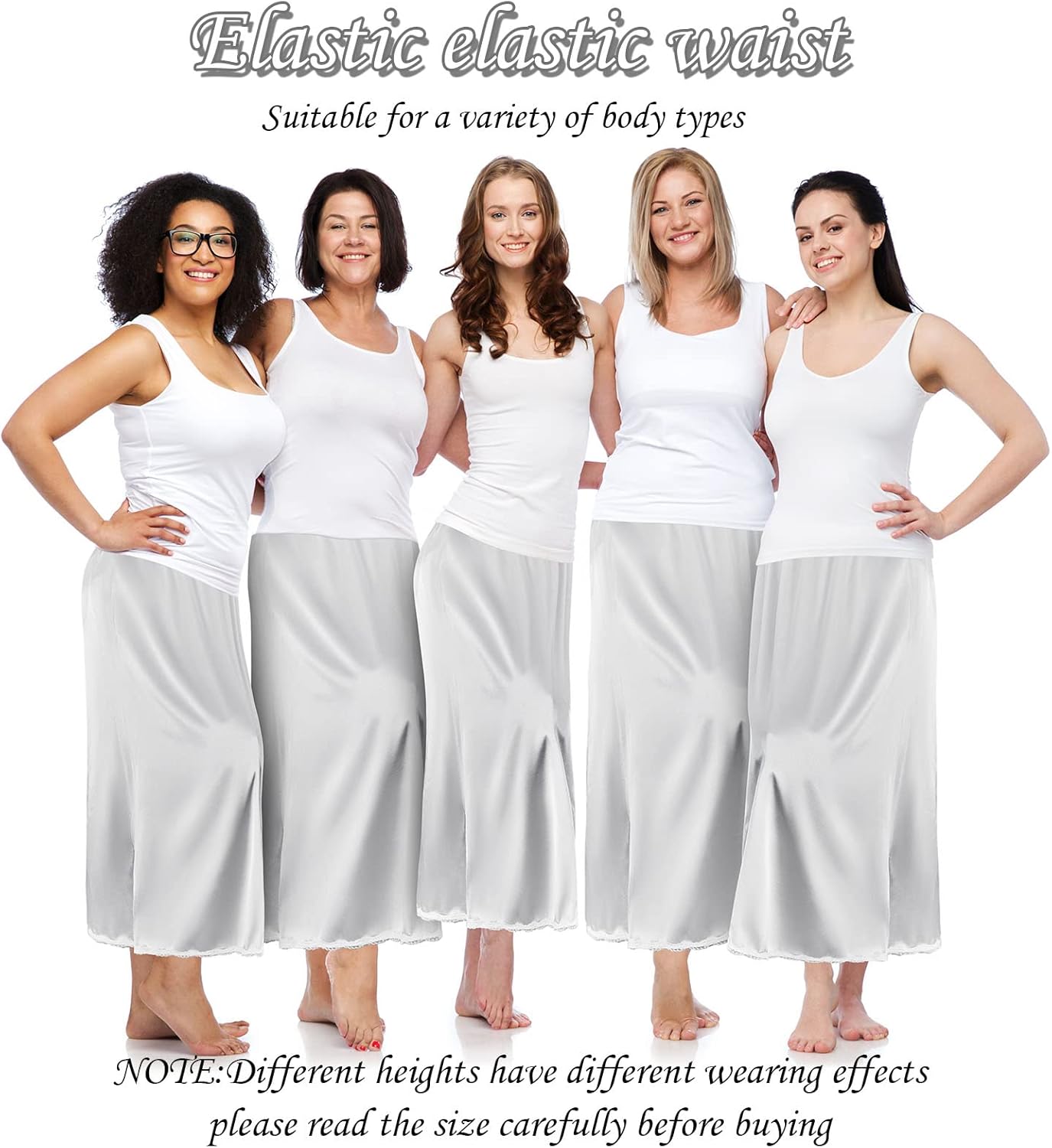 Jadive Women's Satin Half Slip Lace Long Underskirt Skirt Slip Long Slips for Dresses Lingerie Skirt - Image 4