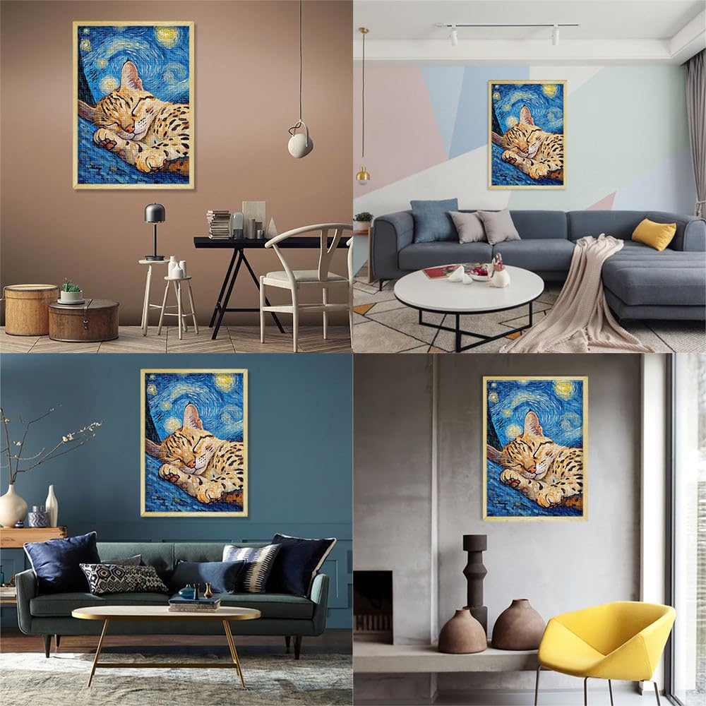 Gatto nella notte stellata Puzzle da 2000 pezzi per adulti giocattoli educativi per l'apprendimento offerte come regali per tutta la famiglia 70x100cm