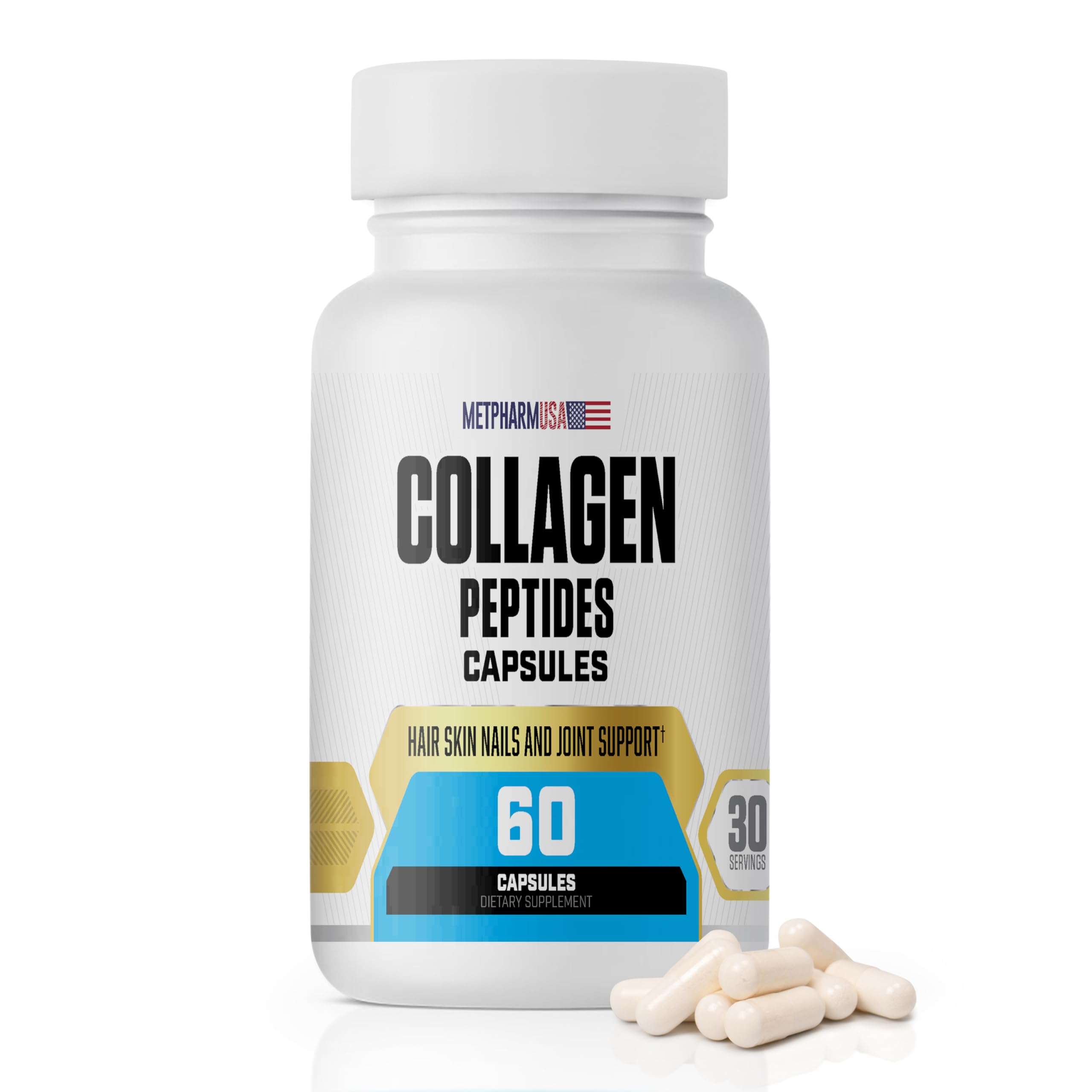 Collagen Peptides Capsu ES 1000 mg Hair Skin Nails and Joint Support 30 Servings