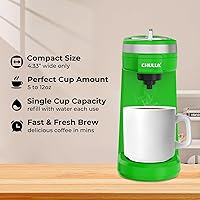 Vista 2 de Cafetera individual CHULUX, pequeña cafetera de una taza para cápsulas K pod y café molido, verde