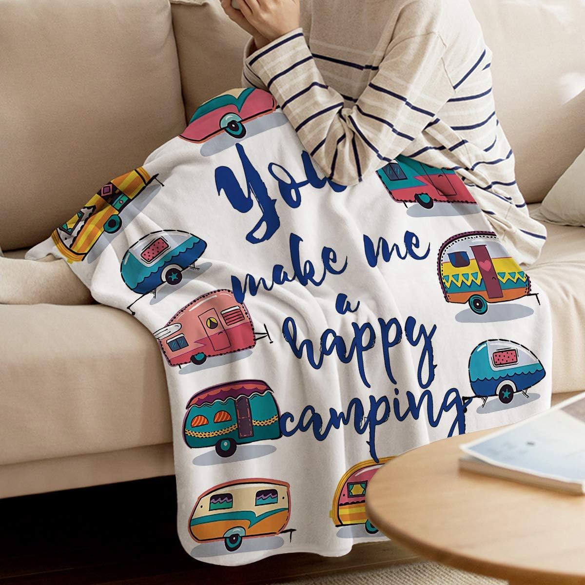 Buу 1 gеt 1 🔥 Plush Fleece Throw Blanket | Fuzzy, Soft, Warm, Cozy, Reversible Blanket for Bed Couch Sofa Chair Travel- 59 x 79 You Make Me Happy Camping Motivational Quote Caravans Retro Style Travel Graphic Rеvіеw Dіѕсоunt Plush Fleece Throw Blanket | Fuzzy, Soft, Warm, Cozy, Reversible Blanket for Bed Couch Sofa Chair Travel- 59 x 79 You Make Me Happy Camping Motivational Quote Caravans Retro Style Travel Graphic