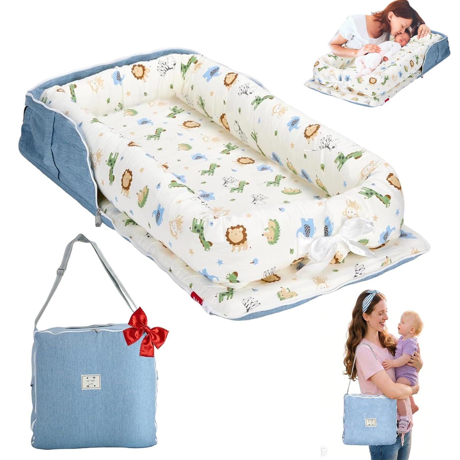 Vervebaby Baby Lounger for Newborn-Portable Baby Lounger 0-24 Months for Home and Travel,Newborn Loungers with Strap, Baby Nest Lounger Adjustable