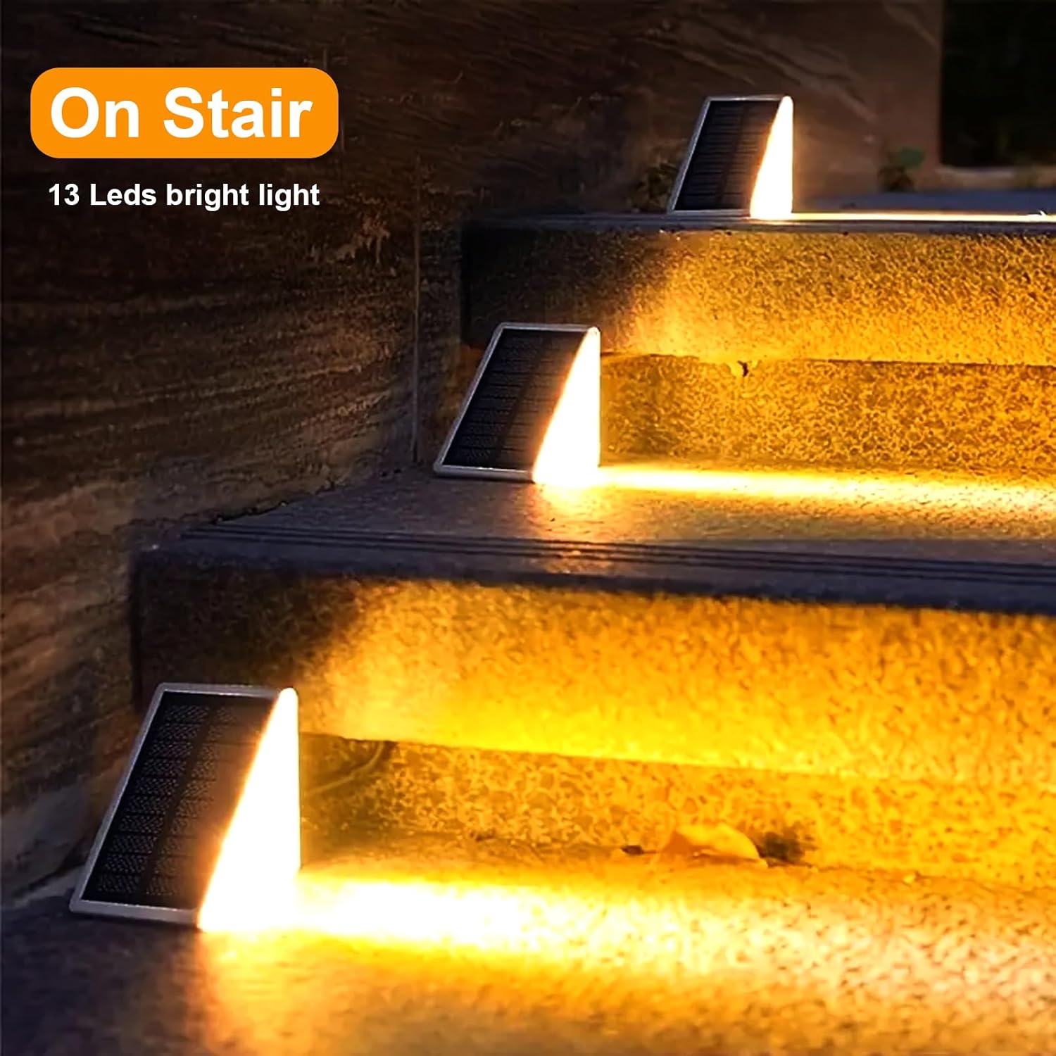 Solar Stair Lights 6 Pack, LED Outdoor Step Lights Waterproof IP67, Decor for Garden, Deck, Front Porch and Patio, Warm White