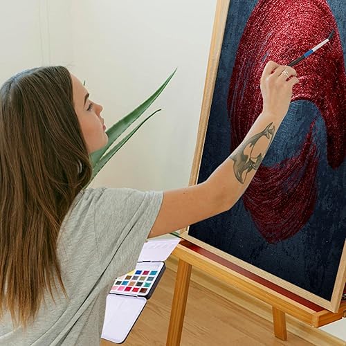 Miniatura 6 de Juego de pinturas metálicas para acuarela, 36 colores de agua con purpurina vibrante de grado artístico con lata de almacenamiento y pincel,