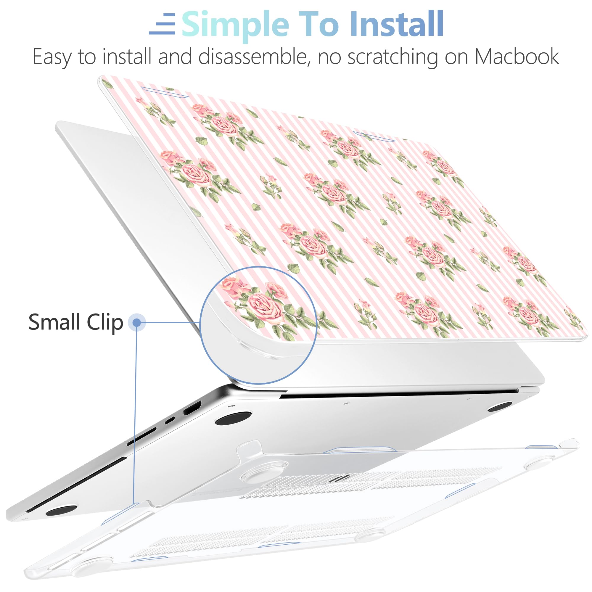 MEEgoodo Custodia per MacBook Pro 16" 2026 2024 2023 2021, guscio per laptop compatibile con chip M5 M4 M3 M2 M1 Pro/Max, compatibile con modelli A3429/A3428/A3403/A3186/A2991/A2780/A2485, strisce