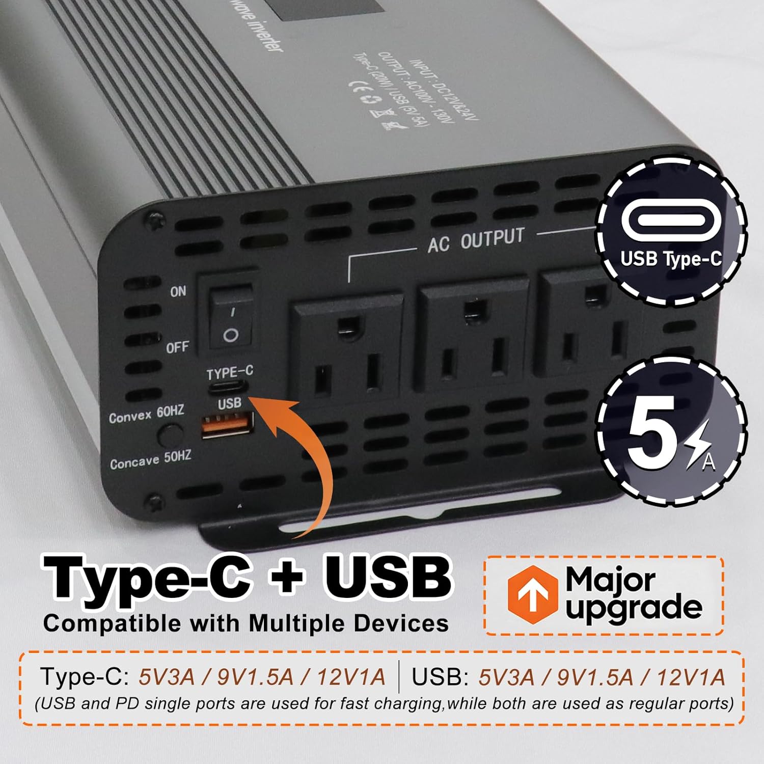 1500W Pure Sine Wave Power Inverter with Digital Display,AC Outlets & Fast Charging USB/Type-C,12V/24V to 110V AC Converter with Overload Protection for Car RV Truck Home Camping