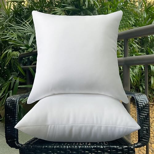 LEMONWORLD 18 x 18 Throw Pillow Inserts Outdoor Pillow Insert Waterproof for Couch - Set of 2 Large Lumbar Pillows for Bed Square Couch Pillows White Sofa Pillow Indoor