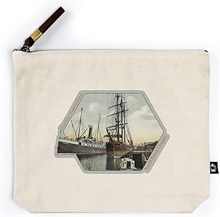 Lantern Press North Bend, Oregon, Contour, A Coos Bay Shipping Scene at Dock (100% Cotton Canvas Travel Accessory Go Bag)