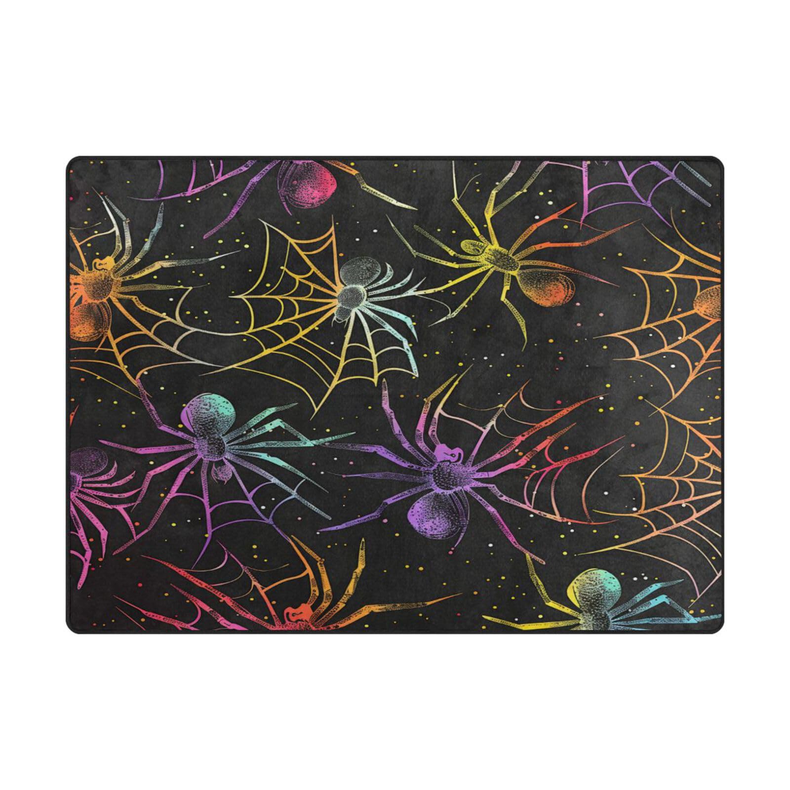 Tapis Halloween 203 x 147 cm araignée colorée pour salon convivial