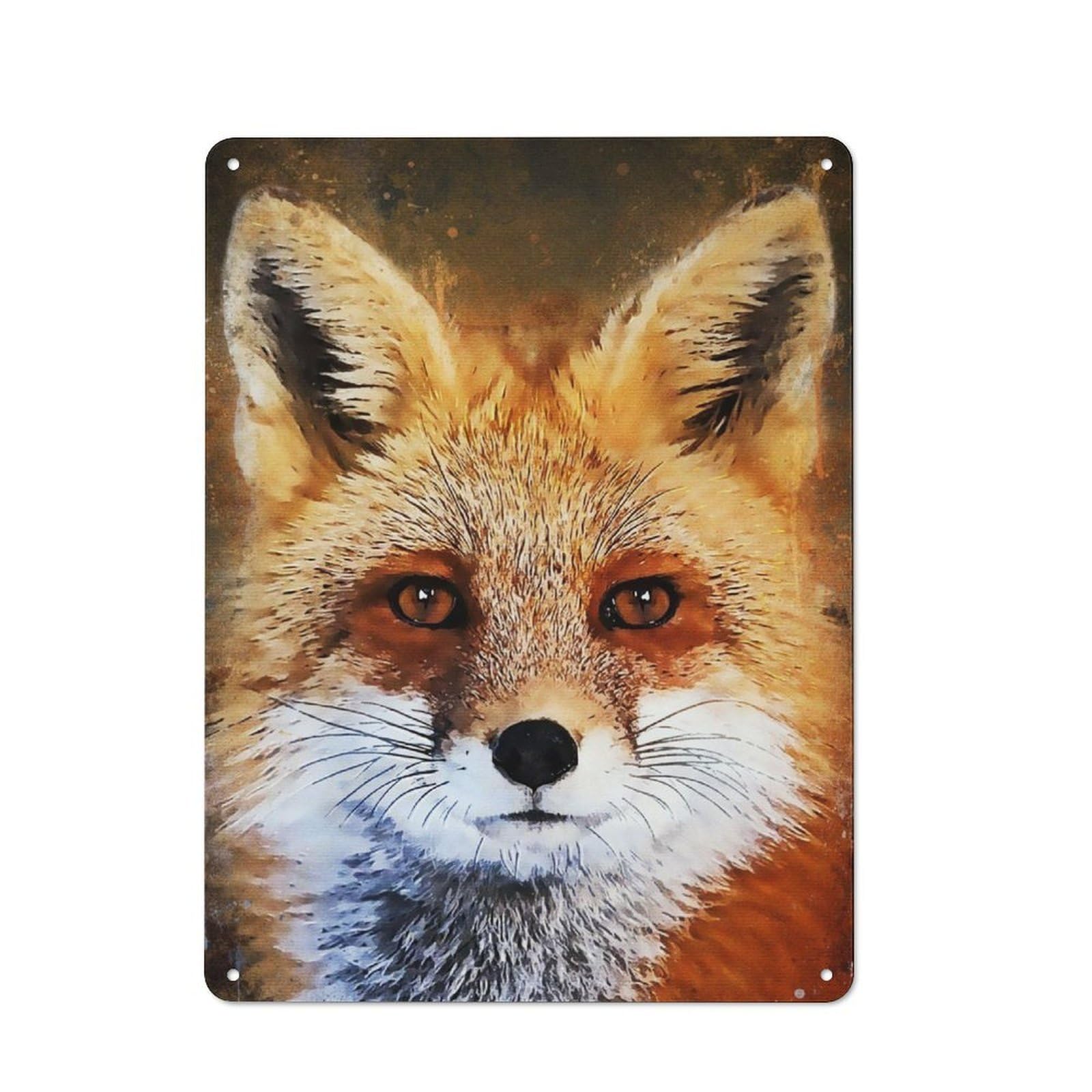 Junmoney Face Fox Rustic Tin Wall Plaque 40X30cm For Living Room Wall, For Kitchen, Dining Room And Home Bar Wall Decor