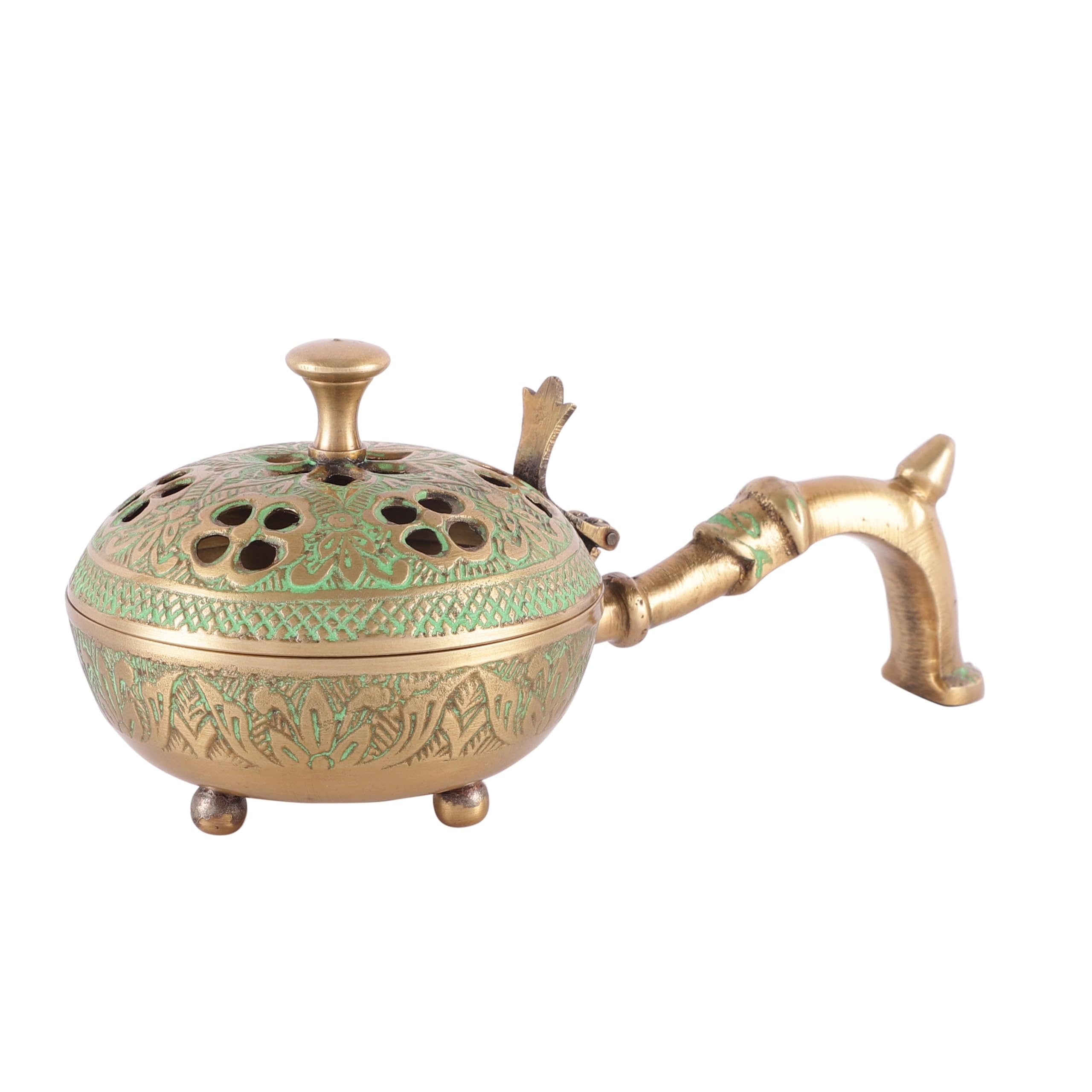 Skywalk Hand Crafted Metal Lobandan Charcoal Incense Burner/Bakhoor Burner (Green)