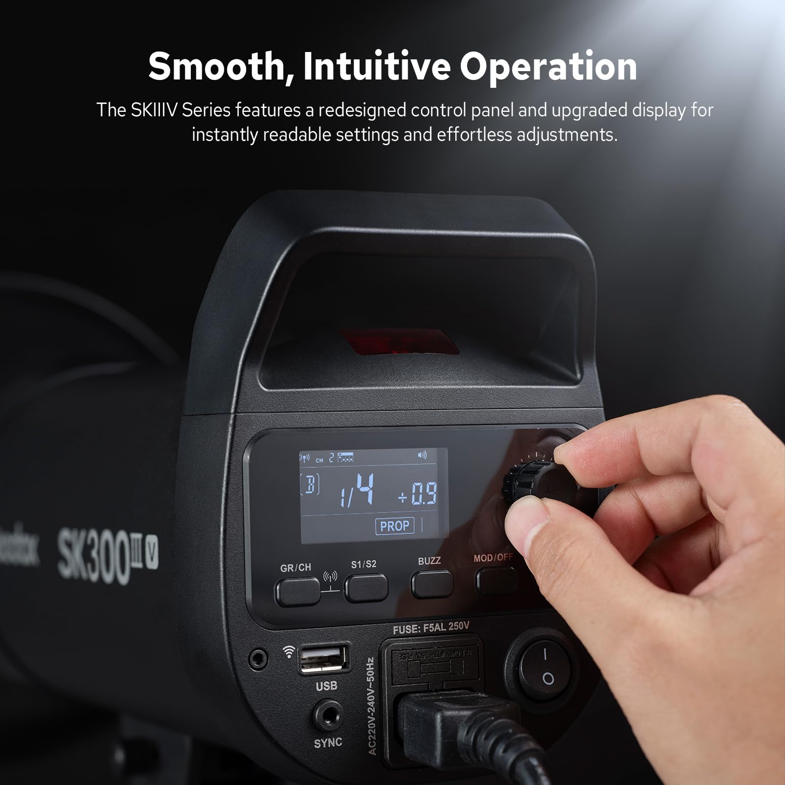 Godox SK300III-V 300Ws Studio Flash Strobe, GN58 5700K Professional Monolight, Wireless X System, 10W LED Modeling Lamp, 0.1-1.5s Recycle, SK300IIIV Bowens Mount Strobe Light for Photography
