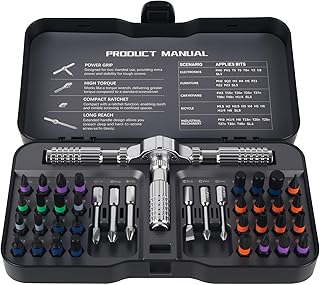 Conjunto de chaves de fenda de catraca 40 em 1, com pontas de liga de aço S2, pontas magnéticas, cabo de catraca desmontável e kit de ferramentas de manutenção universal