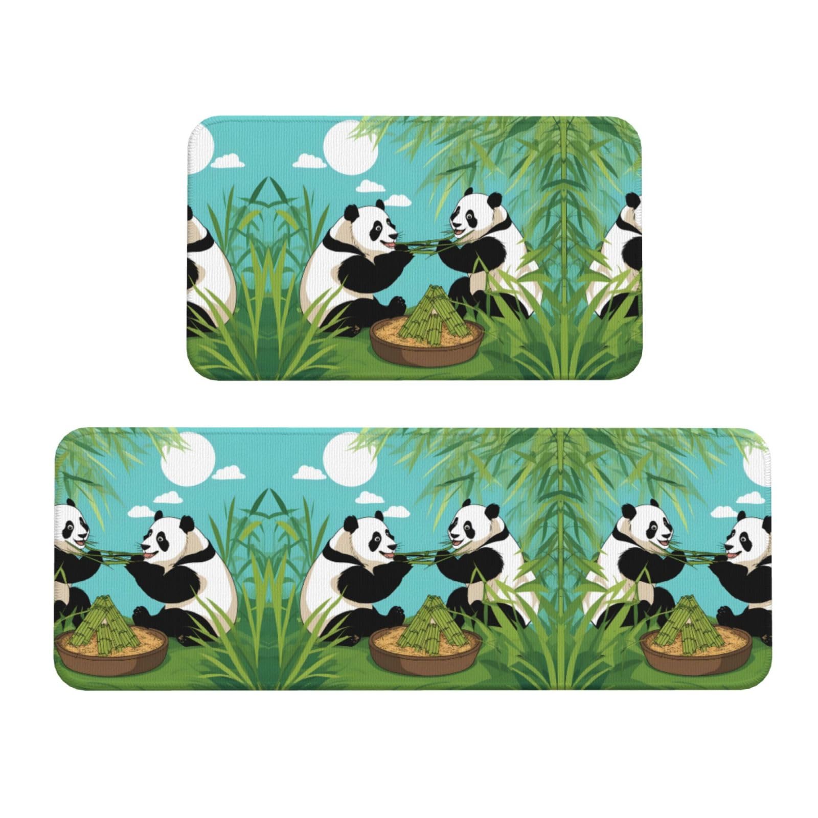 Alfombrillas de cocina de pandas para evitar resbalones en la zona de lavandería, 2 piezas
