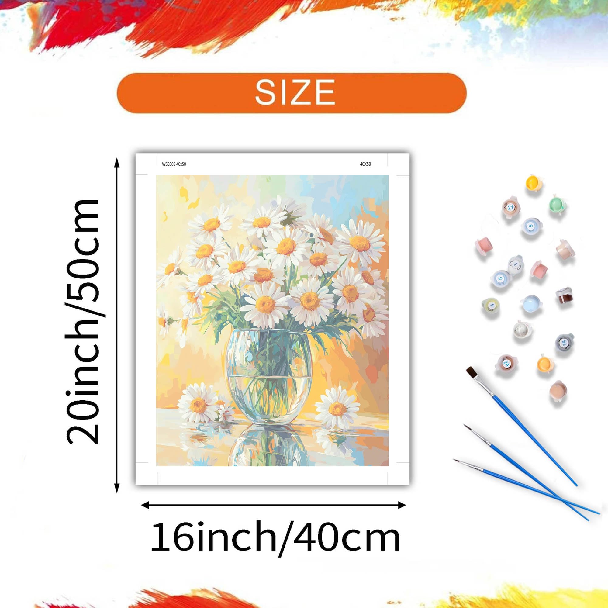 Amazon.co.jp: ARNLRDYA デイジーフラワー 花瓶の絵具 ナンバーキット