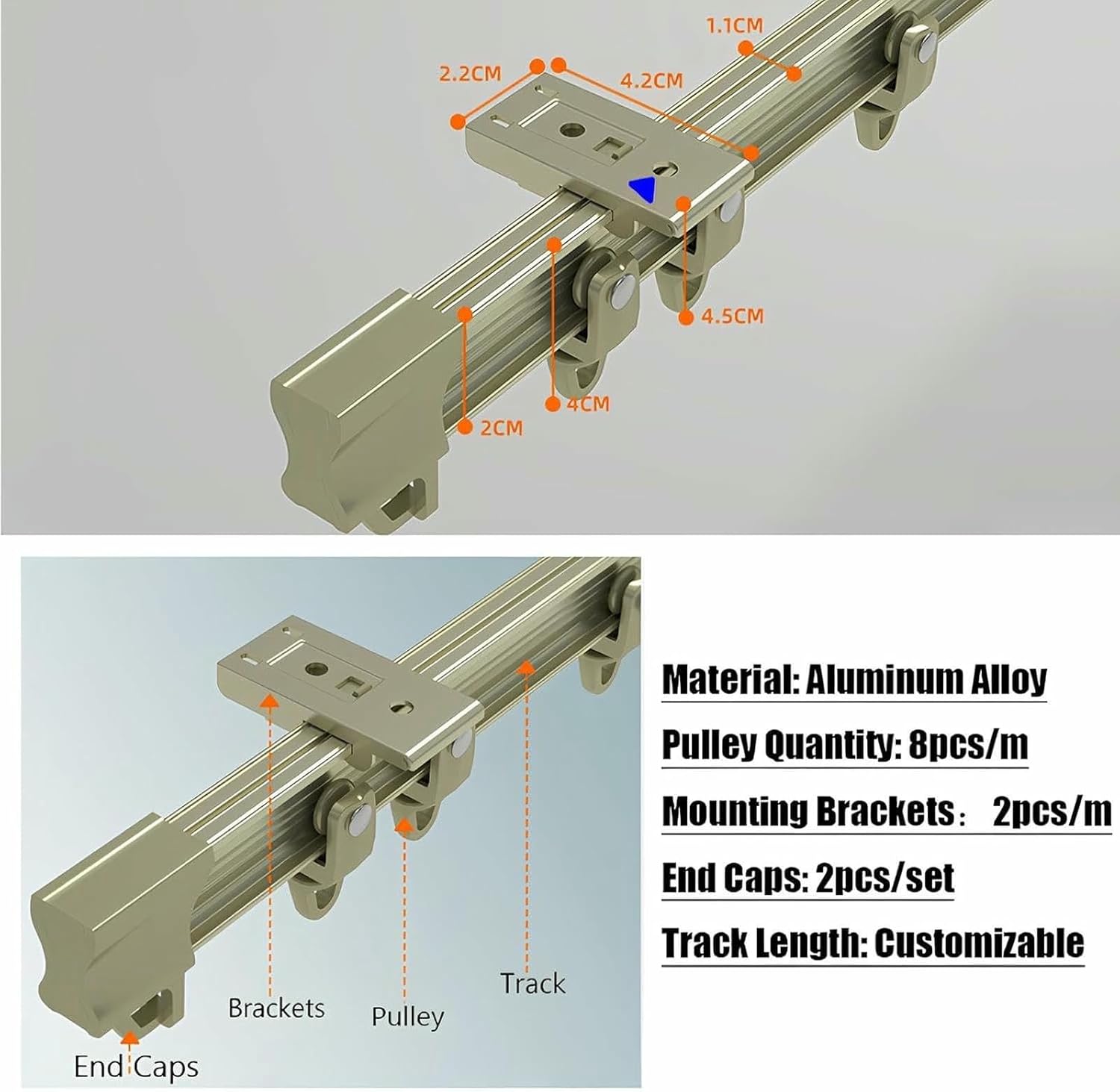Flexible Ceiling Curtain Track, Curved Curtain Rod for Bay Window, Bendable Sliding Curtain Rails for Room Divider, Aluminum