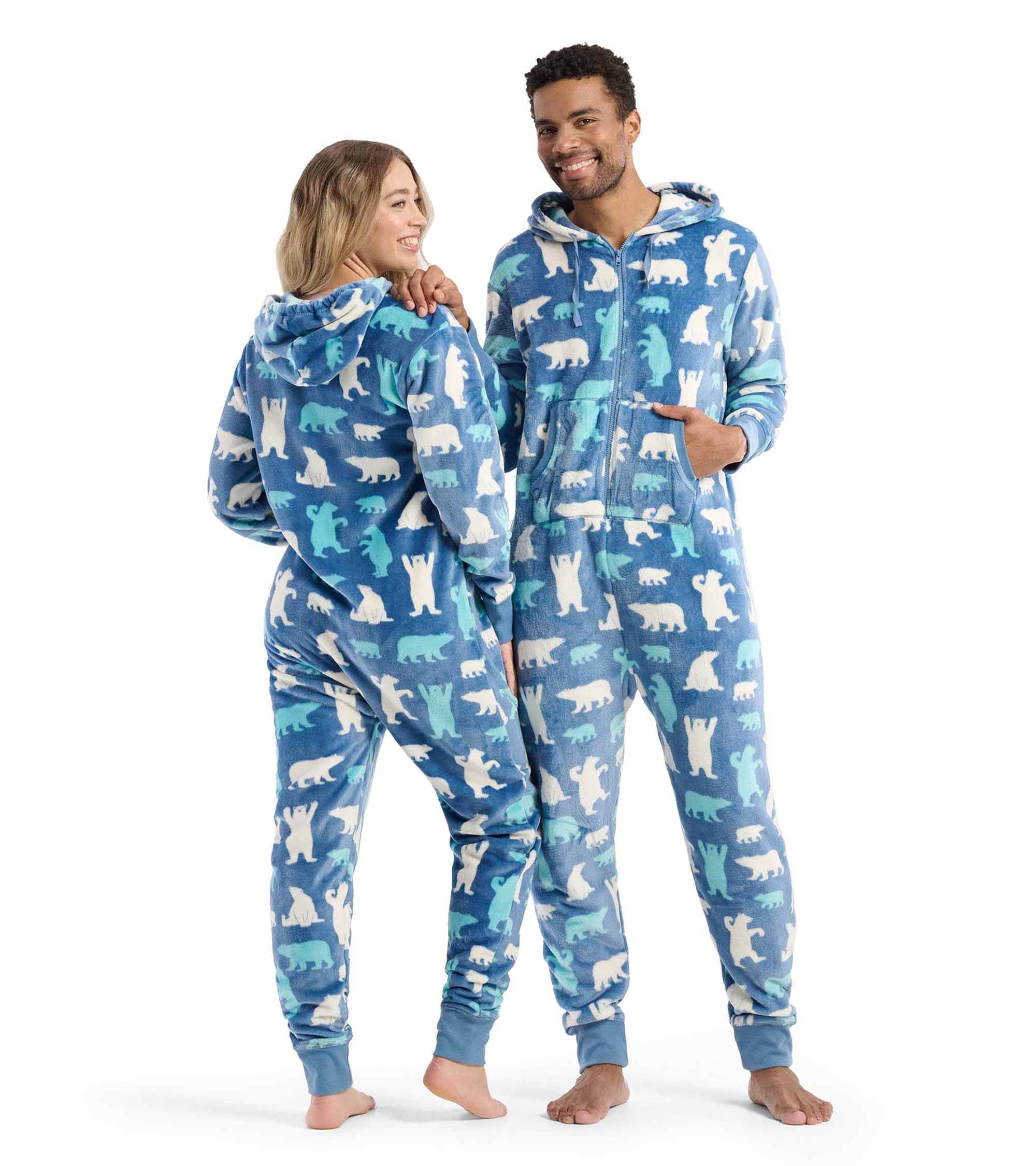 Little Blue House Family Hooded Fleece Jumpsuits Onesie, Polar Bears, Small