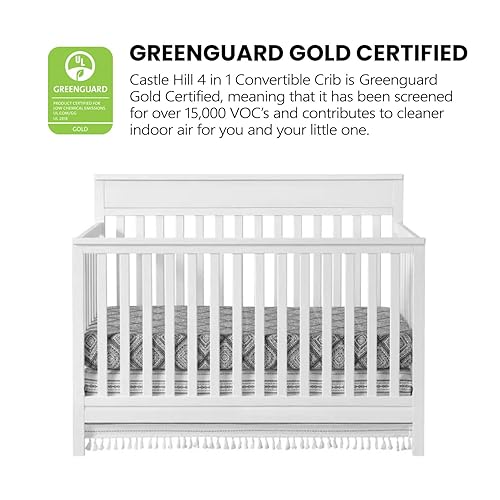 Miniatura 6 de Oxford Baby Castle Hill - Cuna convertible 4 en 1, color blanco granero, certificado GreenGuard Gold