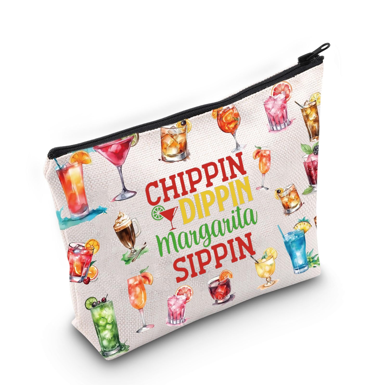 WZMPA Margarita Drink Makeup Bag Margarita Bartender Gifts Chippin Dippin Margarita Sippin Zipper Pouch Cosmetic Bag For Cocktail Lover, Chippin Dippin Margarita Sippin, Fit