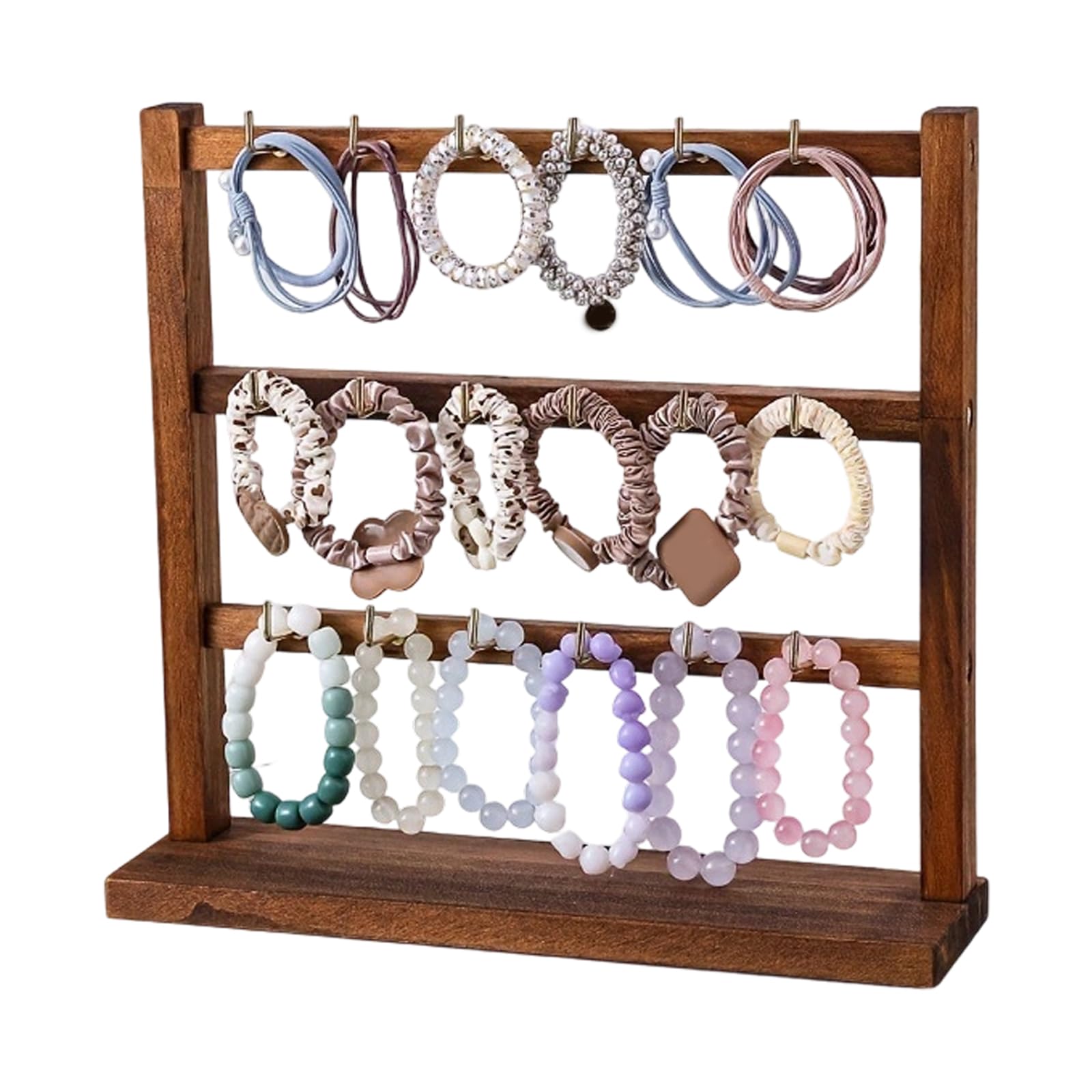 Msioytog Wooden Jewelry Display Stand for Earrings Necklaces Keychains and Pendants with Natural Finish for Home or Store Presentation Wooden Jewelry Display Stand