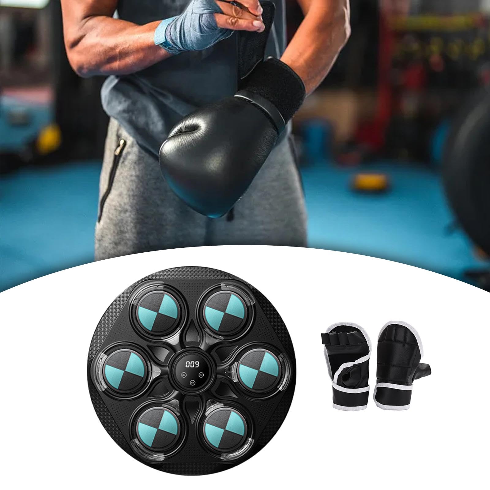 Máquina de Entrenamiento de Boxeo Musical, Objetivo de Pared de Boxeo con Música Electrónica con Guantes, Entrenador de Boxeo para Práctica Deportiva