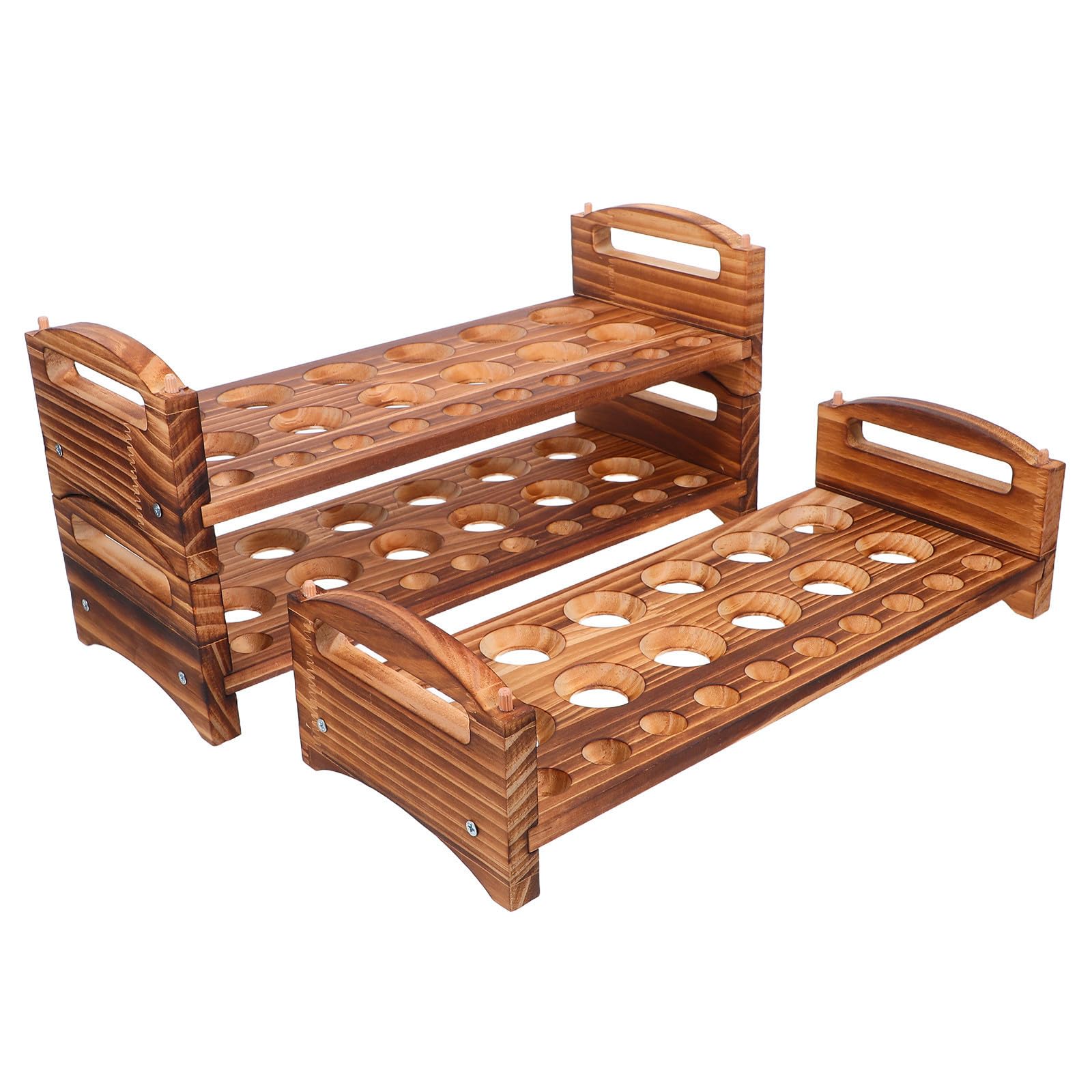 Estante para huevos apilable SHINEOFI: organizador de encimera de madera 3 capas