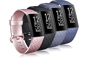 Pack of Four Black Silicone Wristbands Compatible with Fitbit Charge 3