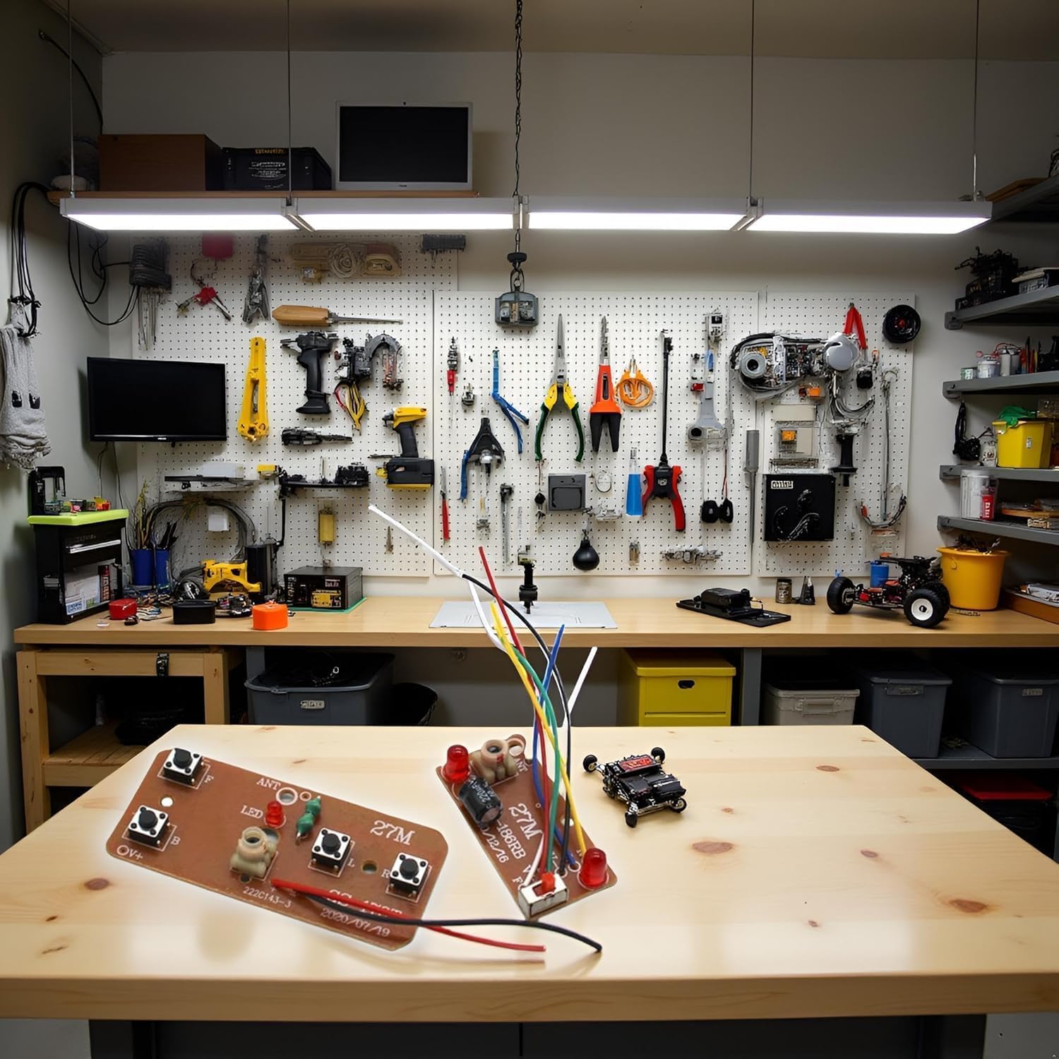 Placa de control remoto de 4 vías de 27 MHz, transmisor y receptor RC bidireccional, accesorios de modelo de robot de coche para piezas de proyectos de bricolaje (control de 2 motores)