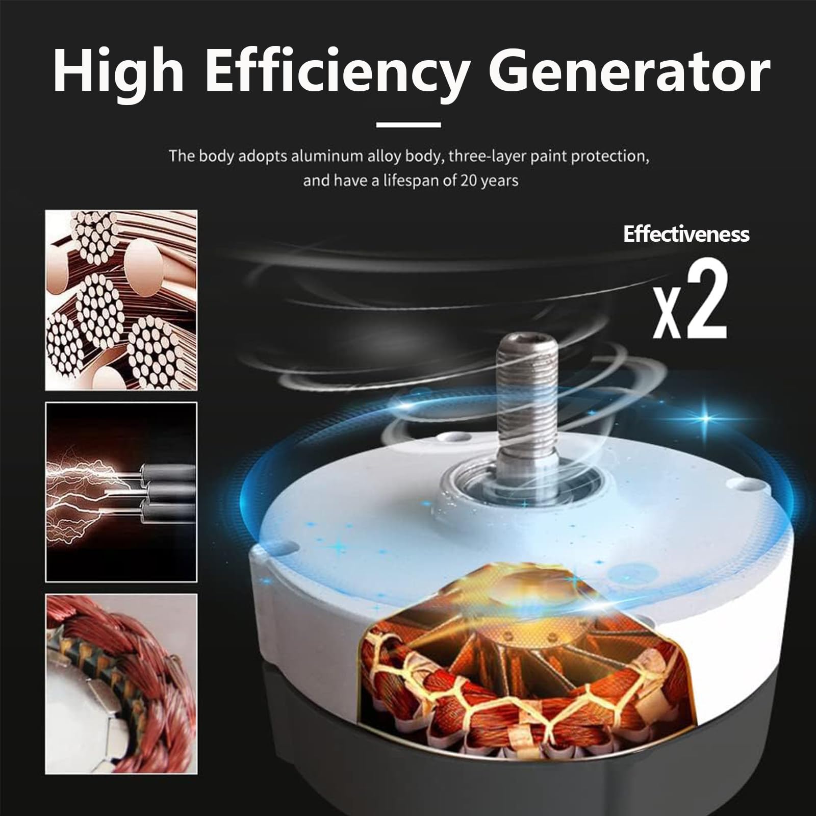 Generador de imán Permanente de 12000 W, trifásico, sin Engranajes, de Bajas revoluciones por Minuto con Base, solución eficiente de energía Libre para Aplicaciones industriales, Fuente de a