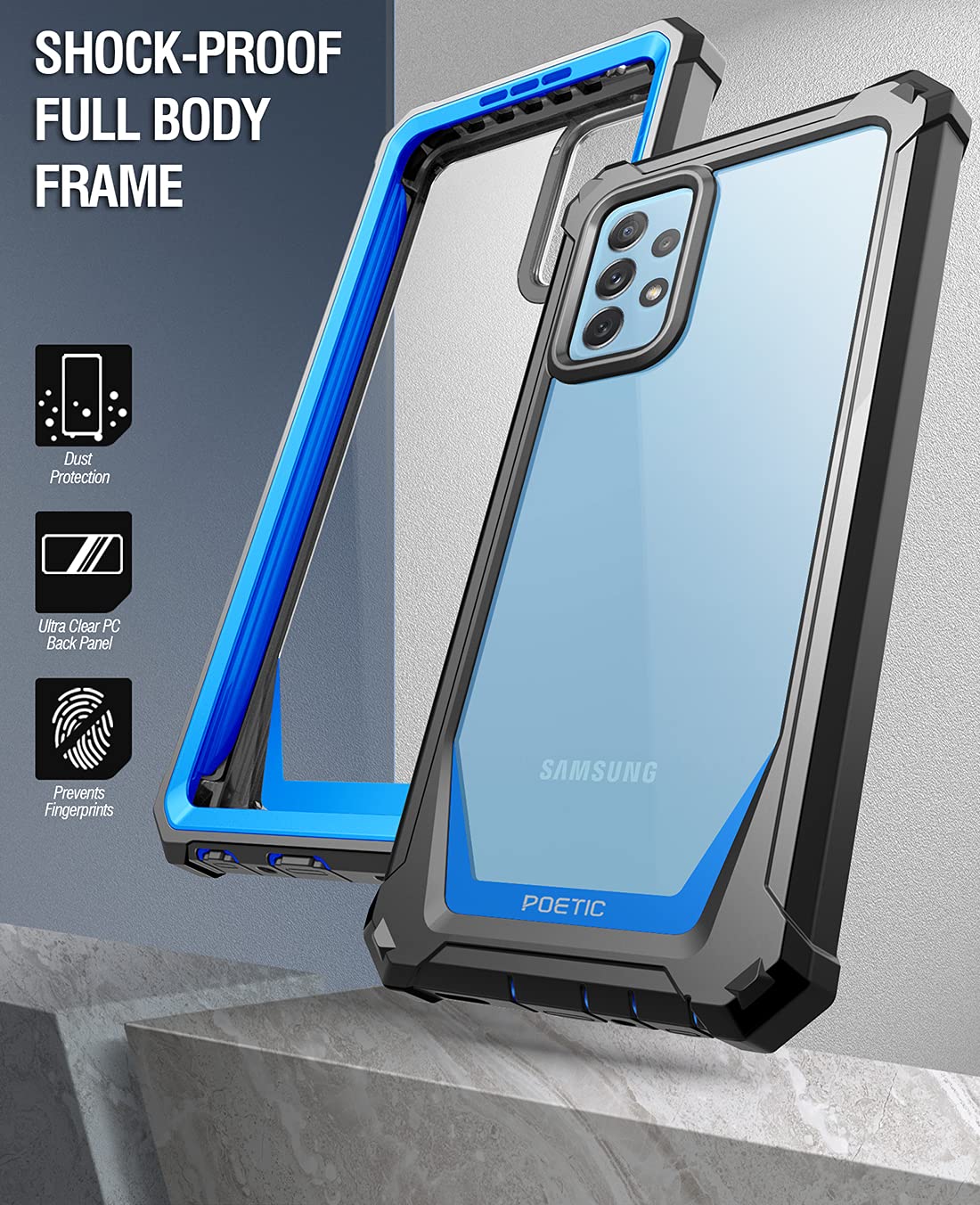 Poetic Guardian Hülle Für Samsung Galaxy A72 – Stoßfest, Mit Displayschutz, Fingerabdruck-ID Kompatibel, Grün