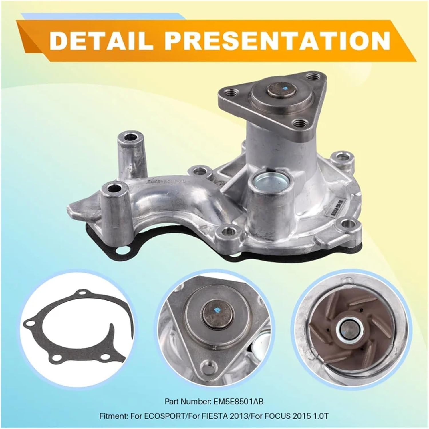 Car Engine Cooling Water Pump Kit Compatible With ECOSPORT FIESTA 2013 Compatible With FOCUS 2015 EM5E8501AB