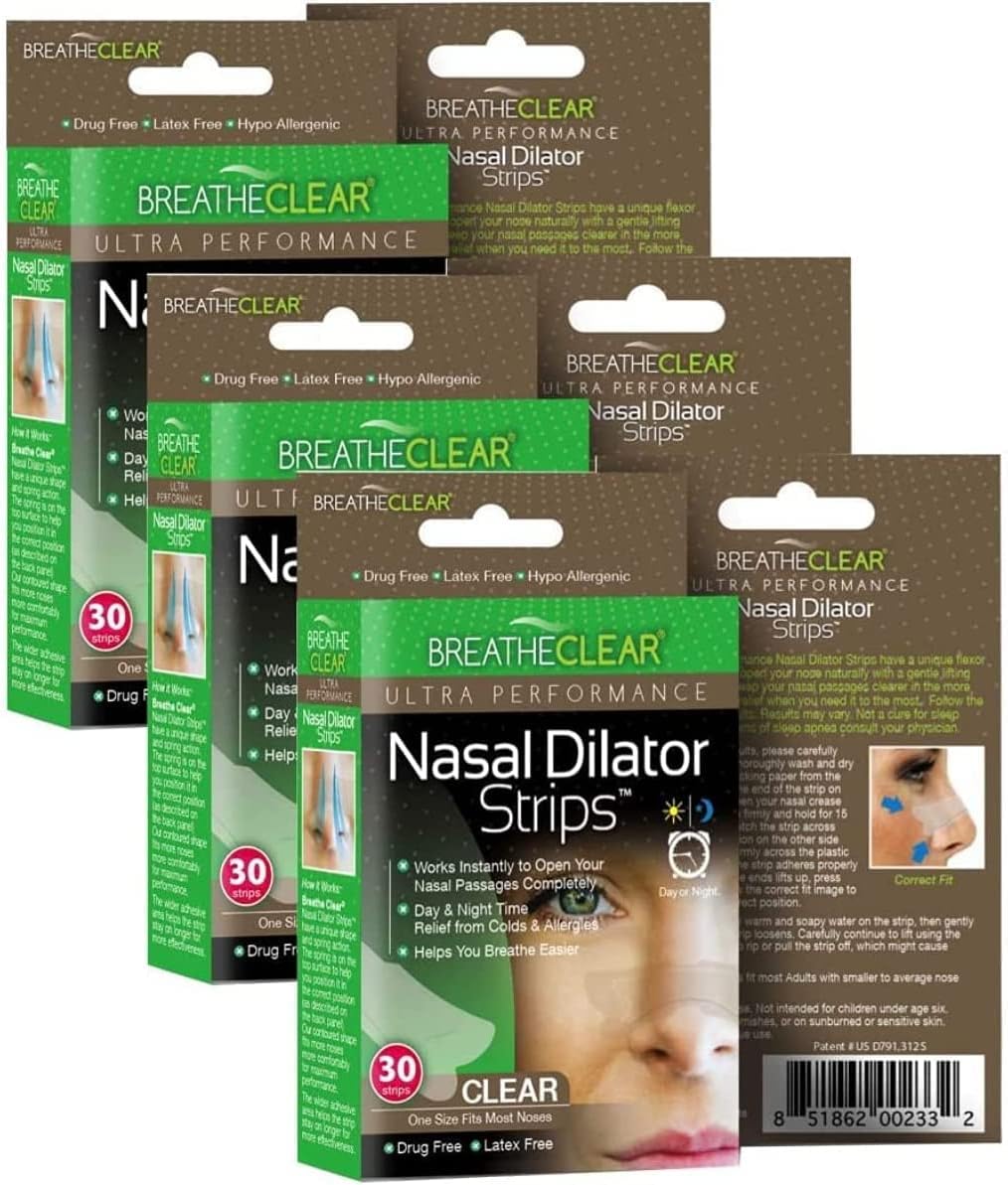Ultra Performance Nasal Dilator Strips (Clear, 90 Count) - Nose Strips to Help Breathe Better, Sleeping & Exercise Support, Latex-Free, Sinus & Cold Relief
