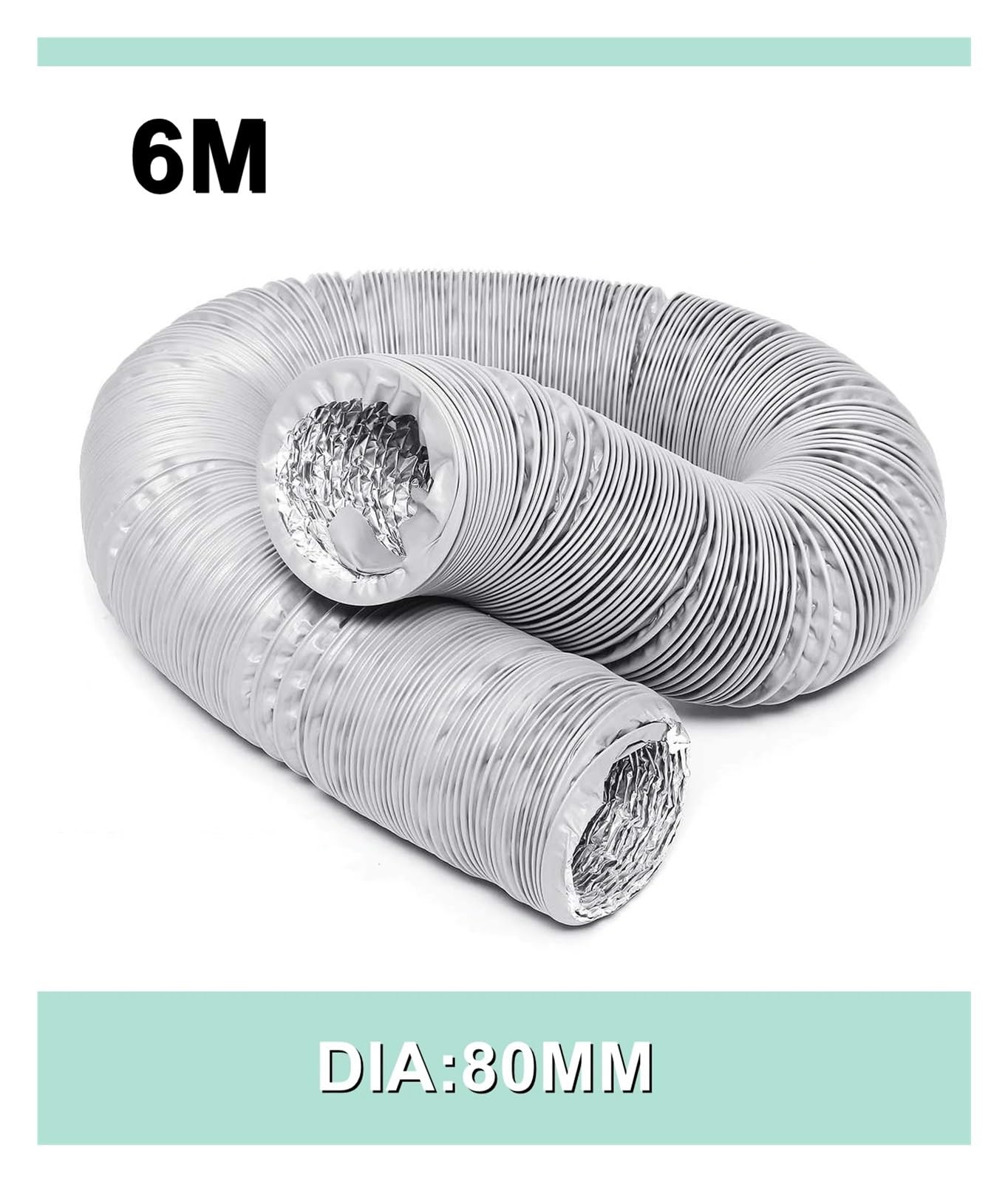 Tubo di scarico portatile flessibile per condizionatori d'aria, condotto da 6 m (80 mm, 100 mm, 110 mm, 130 mm, 150 mm) per soluzioni di raffreddamento efficienti per casa e ufficio