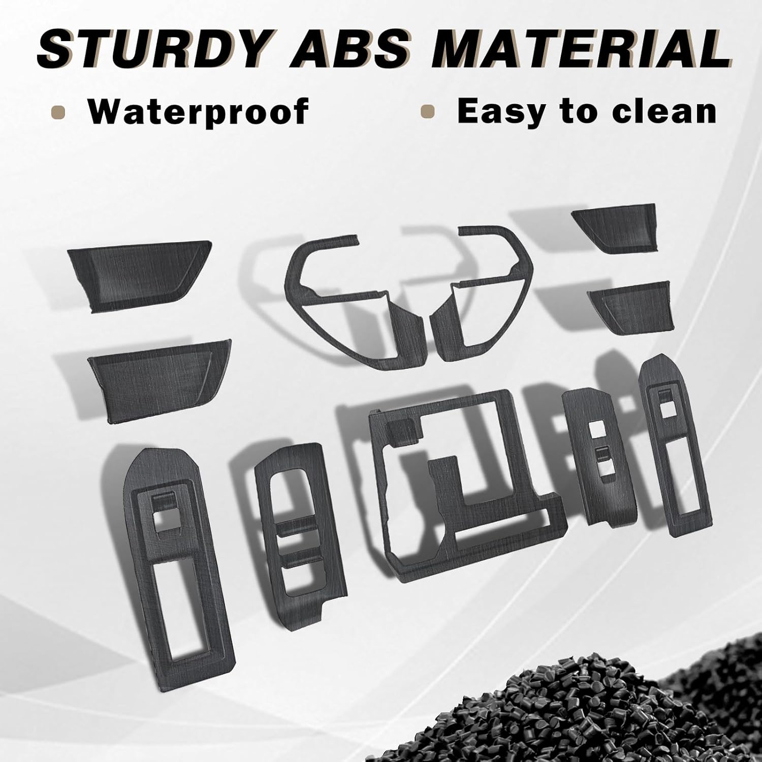 Muslogy Interior Trim Kit Cover 11PCS Compatible with 2024-2026 Toyota Tacoma&2025 2026 4Runner Steering Wheel Center Console Window Switch Inner Door Cover(Won't Fit 2Door Tacoma) (Black Wood Grain)