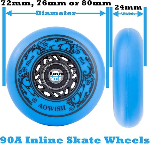 Vista 35 de Inline Skate Wheels Outdoor Asphalt Formula Aggressive Roller Blades Wheels 90a Roller Hockey Replacement Wheels with Bearings ABEC-9 and Floating