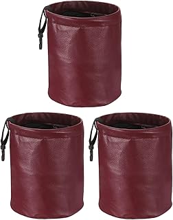 sourcing map Paquete de 3 cubos de basura plegables de 0.9 galones a prueba de fugas, organizador de basura portátil para colgar, impermeable, para camioneta, asiento delantero, color rojo