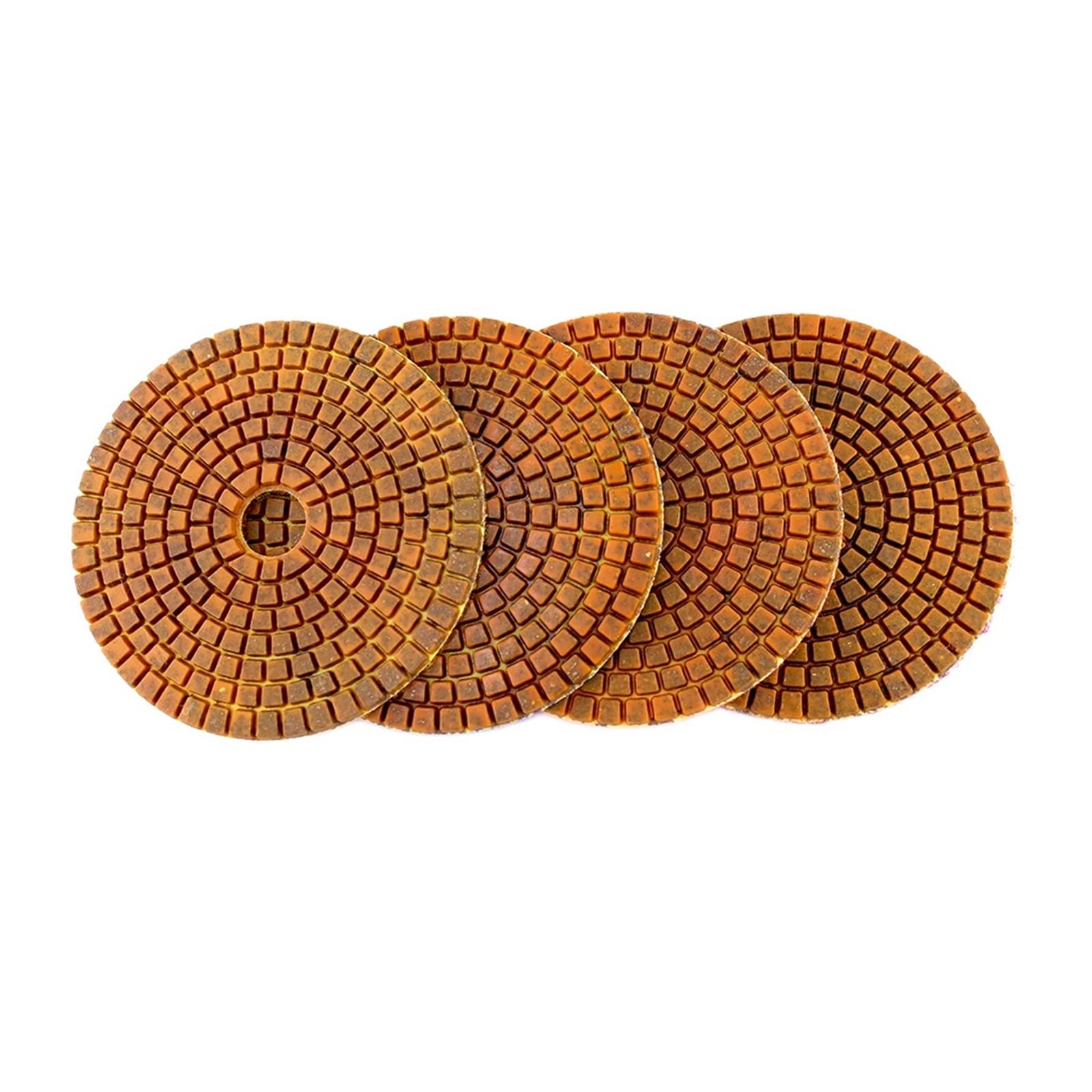 CAREG 4 szt. Top 4 Cal mokre suche diamentowe tarcze polerskie 4 kroki miedziany metalowy pad polerski pasuje do granitu marmuru betonu Durable (Size : 400, Color : 4 PCS_4 INCHES)