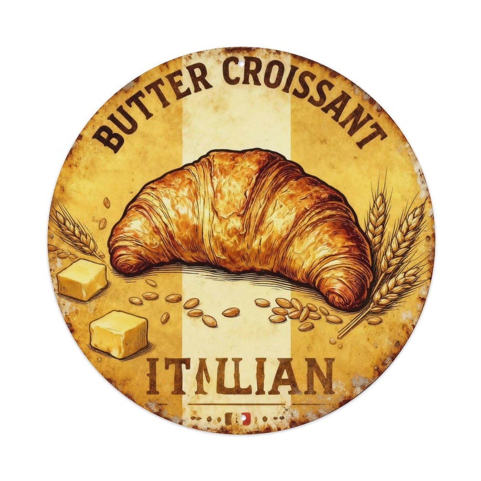 Butter Croissant Vintage Tin Sign Metal Tin Sign Plaque