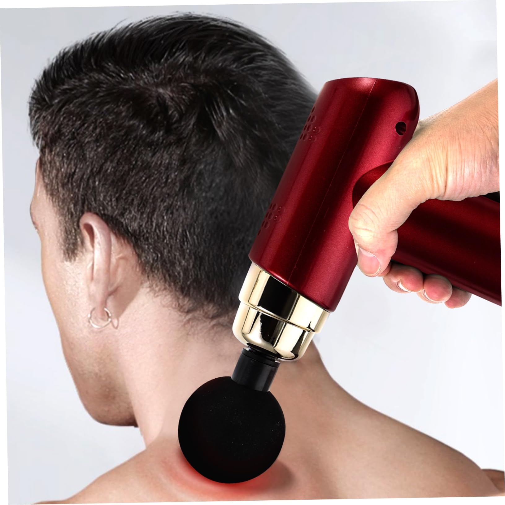 Mini Masajeador de Percusión Eléctrico Ajustable Rojo de 1 Set