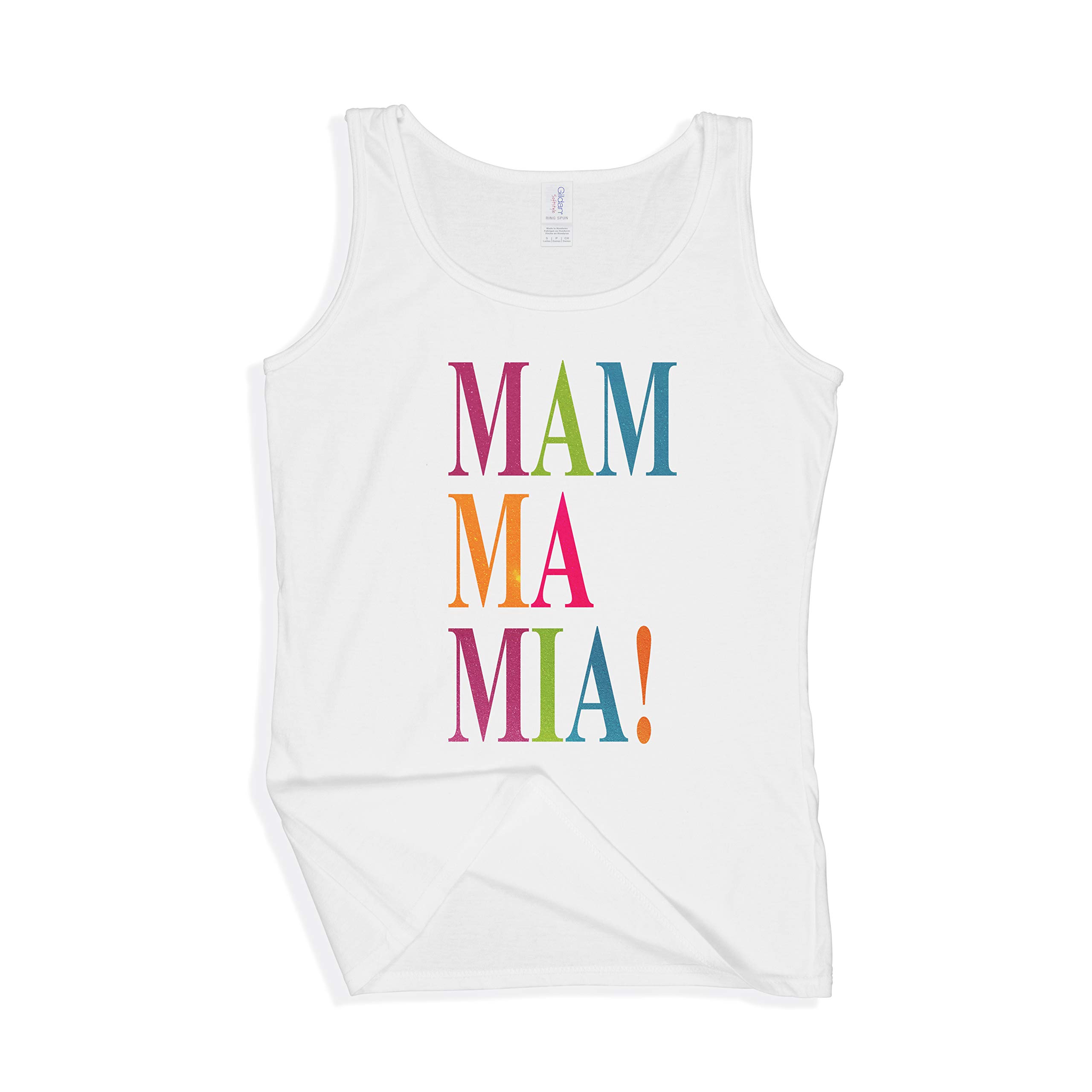 SMARTYPANTS Mamma Mia Glitter Letters Vest Top - Here We Go Again (White, XL)