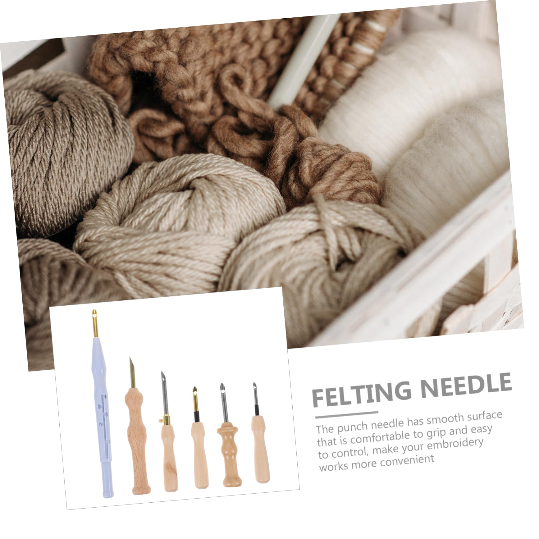 SEWACC 18pièces Kit De Poinçonnage Aiguilles à Broderie Outils De Couture Pour Artisanat Feutrage Et Appliqué Avec Poignées Bois Et Aiguilles Réglables