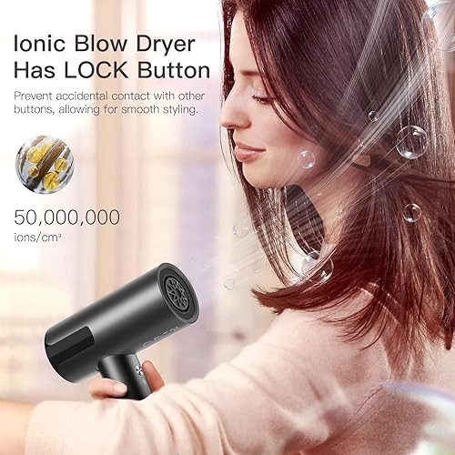 Miniatura 4 de Slopehill Secador de pelo H8, secador de pelo iónico, secador de pelo digital profesional con difusor, secador ligero y silencioso, potente motor de